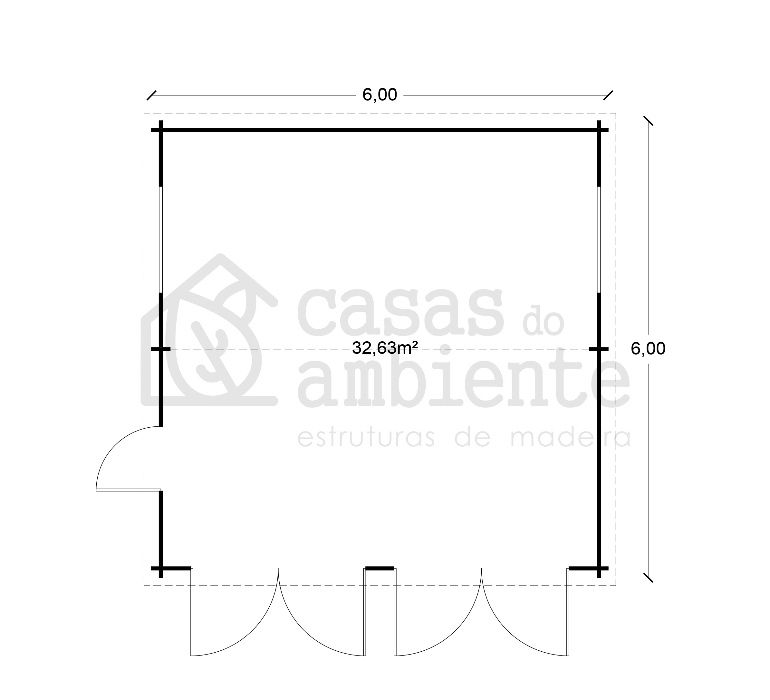 Garagem de Madeira Pré-Fabricada de 36m2 (2 lugares)