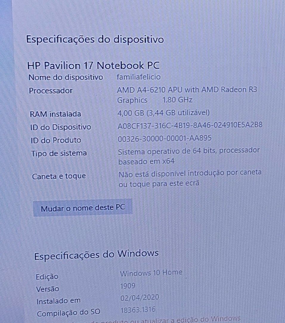 Vendo portátil HP, ideal para peças