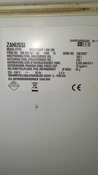 Arca Zanussi ZFC 627 Wap