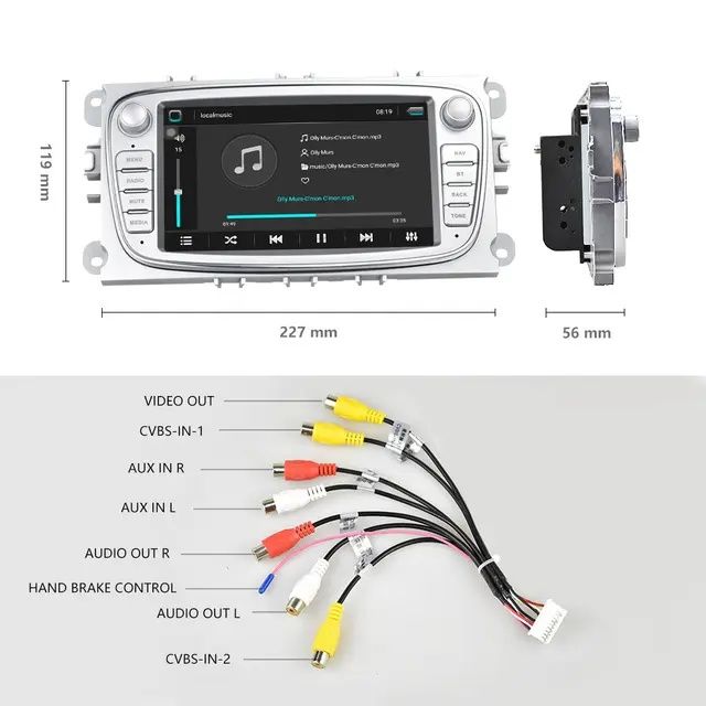 Radio 2din Ford Focus Cinza Com Moldura 7 Polegadas Com Canbus NOVO