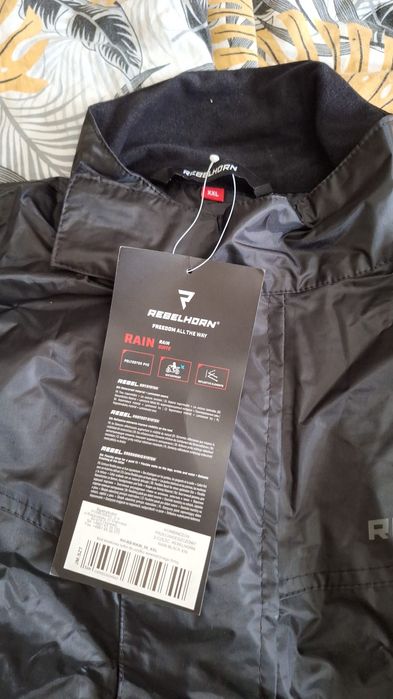Rebelhorn Rain black. Kombinezon motocyklowy przeciwdeszczowy XXL.
