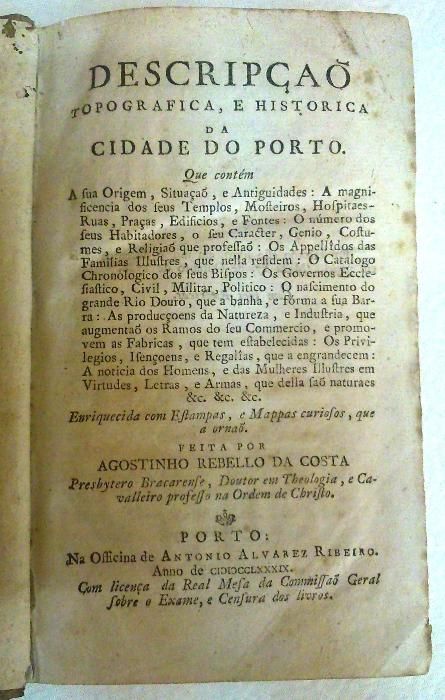 Descripção Topografica Historica Cidade do Porto 1789 4Grav. originais