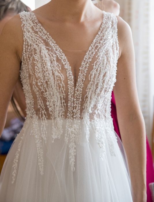 Suknia Ślubna model MEGAN, kolor śmietankowy, rozmiar 34-36