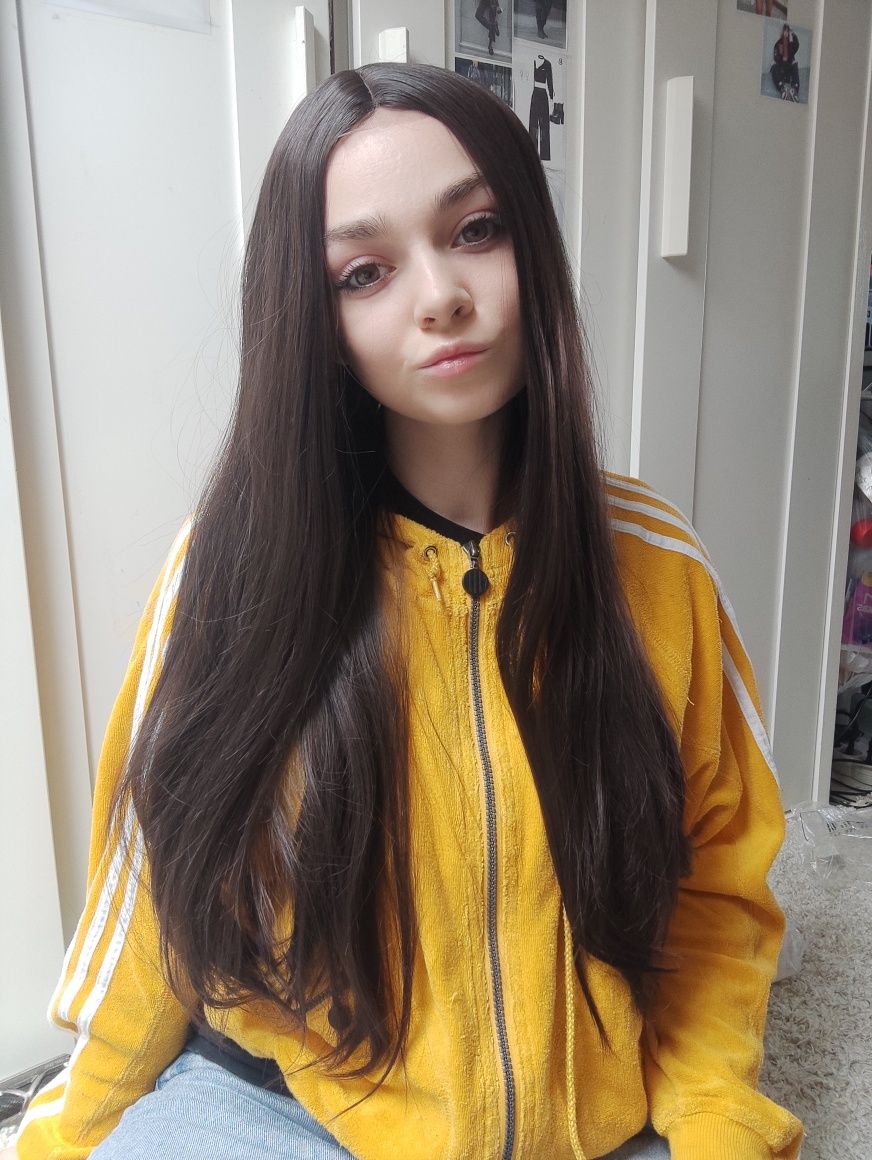 Peruka brąz lace front gęsta długa WIG brown cosplay