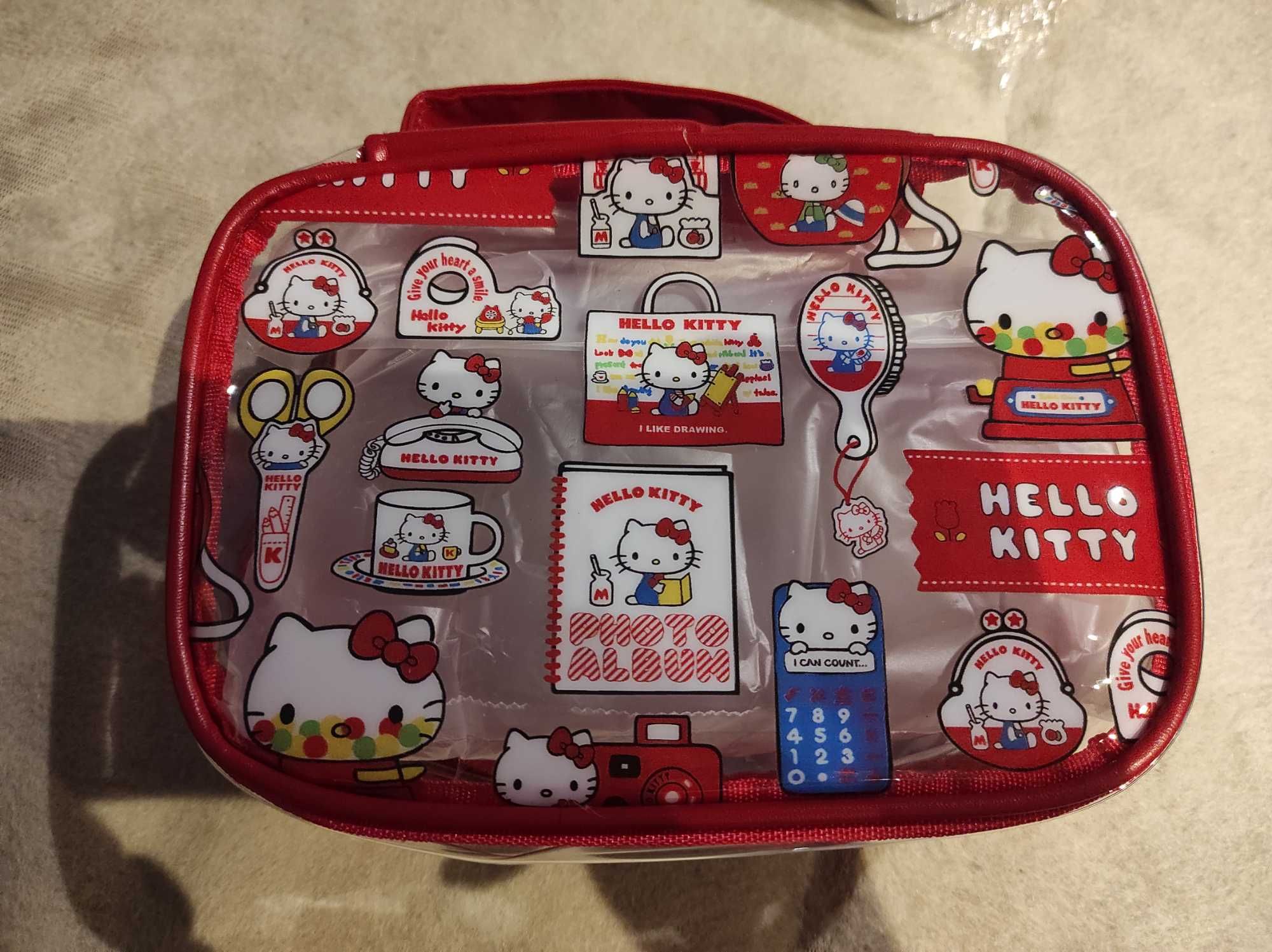 Kosmetyczka hello kitty nowa czerwona śliska wodoodporna kuferek