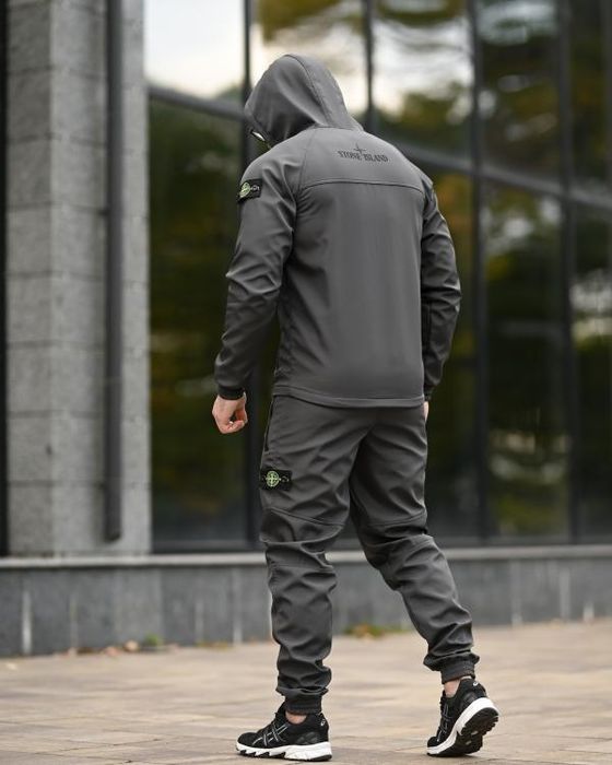 Чоловічий спортивний Softshell Зимовий костюм Stone grot grey