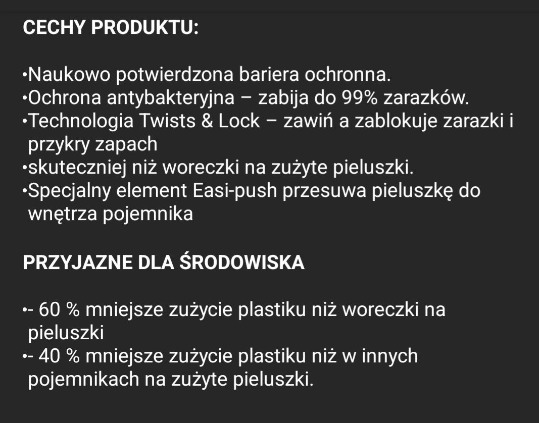 Pojemnik na zużyte pieluchy