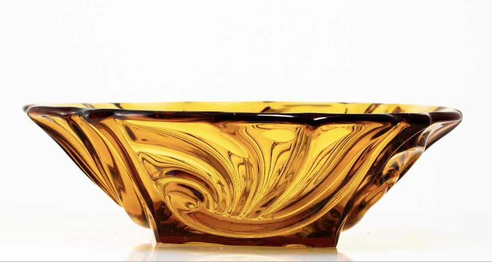 Piekna bursztynowo - miodowa  misa Rudolfova Hut Invald