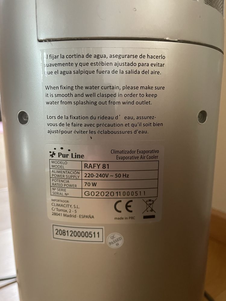 Ventilador com depósito para gelo - Pur Line