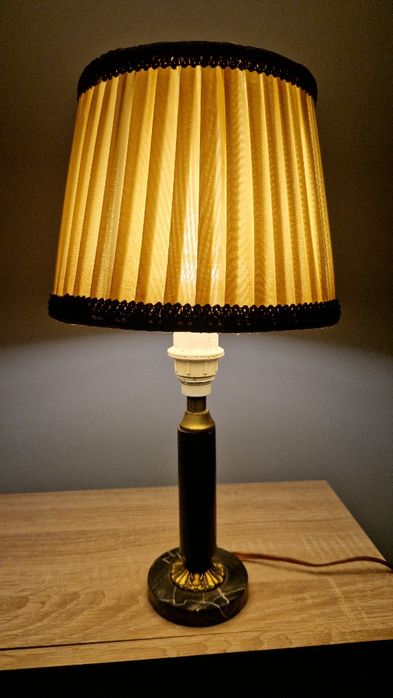 Lampa stołowa Vintage z Czarnego Marmuru i Mosiądzu – lata 60 !!!