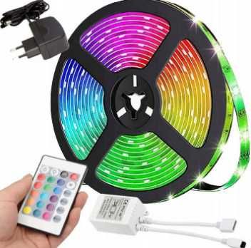 NOWY ZESTAW LED RGB 5m taśma led ze sterownikiem, pilotem i zasilaczem