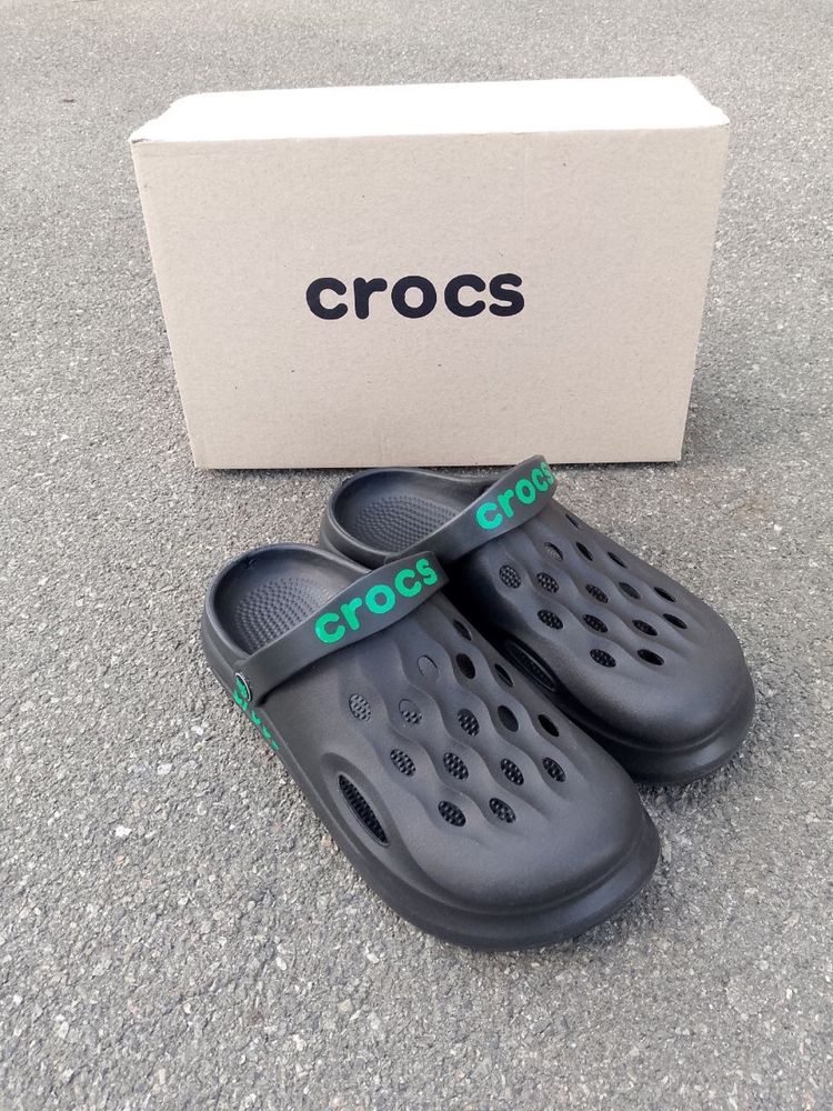 Сабо кроксы Crocs женские Шлепанцы тапочки черные пляжные резиновые