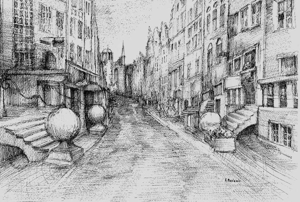 3 prace tworzące cykl pt."Gdańsk w grafice"