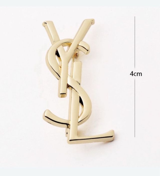 Nowa złota broszka 4 cm YSL