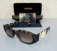 Versace очки унисекс стильные коричневые тигровые с золотым лого