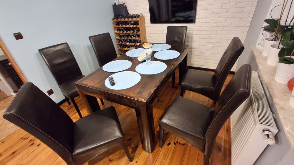 6 szt. Krzesło krzesła skóra brązowe wysokie