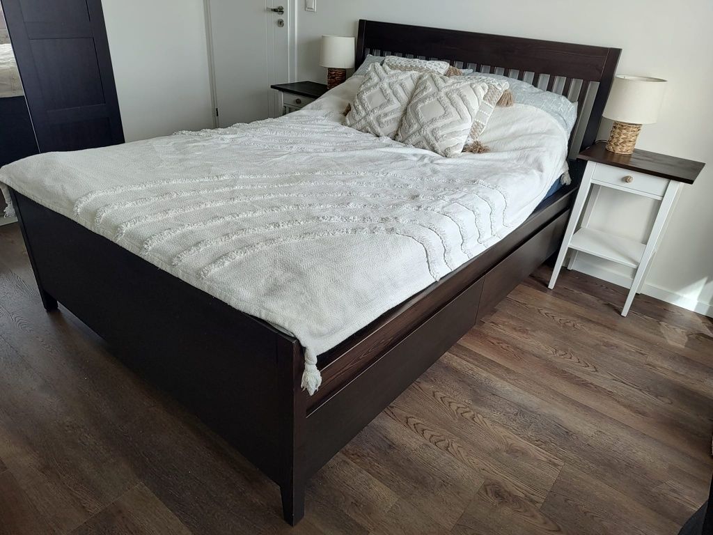 IDANÄS IKEA Rama łóżka z szufladami 140x200 cm+ LÖNSET Dno łóżka