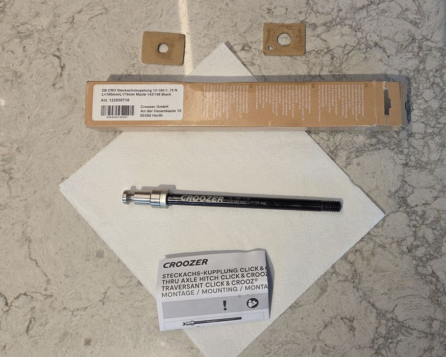 Oś zaczep Croozer Thru axle, 180/174 mm, 12 mm, 1.75 mm
