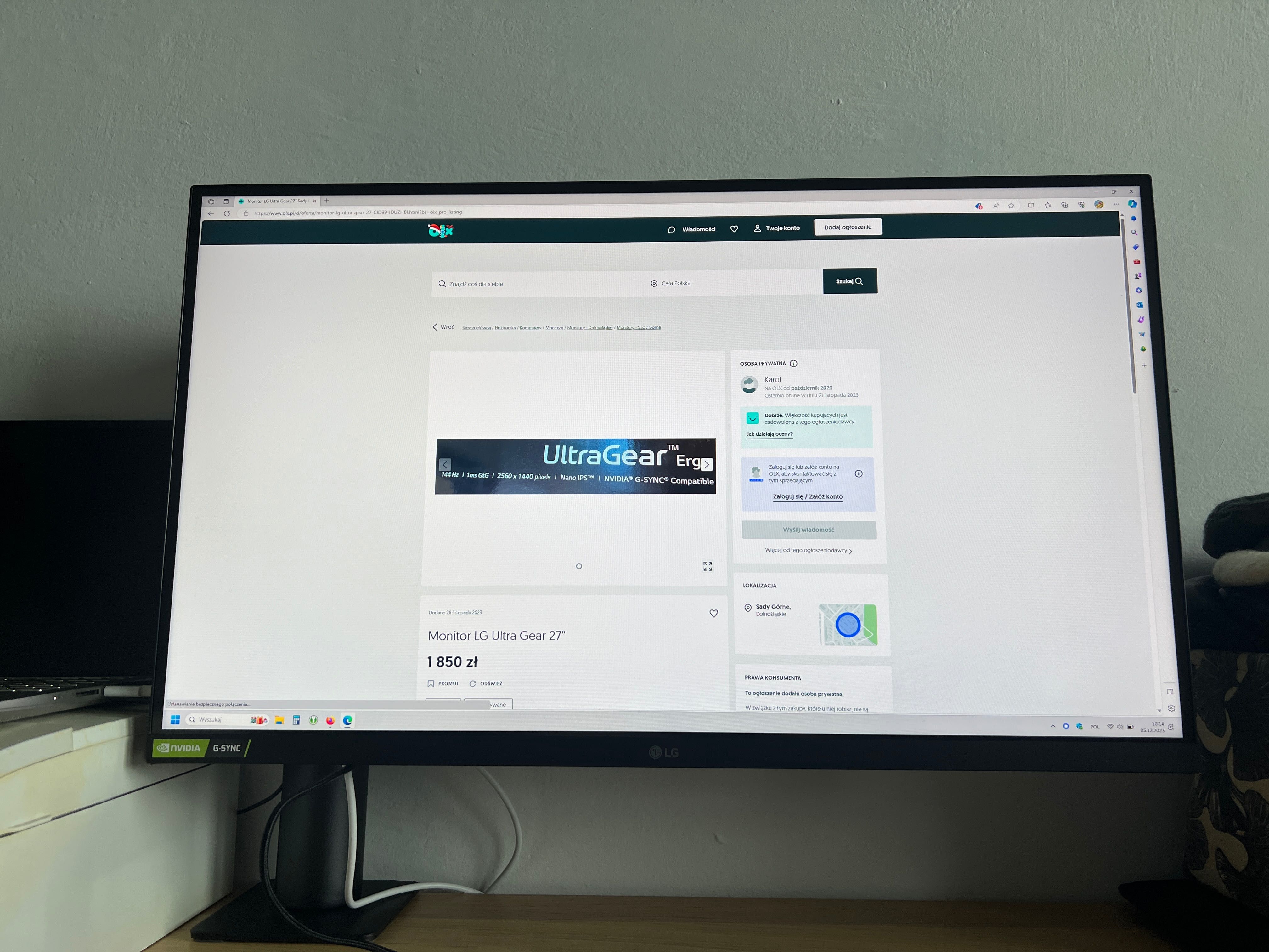 Monitor LG Ultra Gear 27”