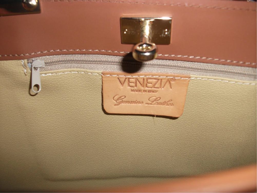 Venezia karmelowa elegancka torebka skórzana