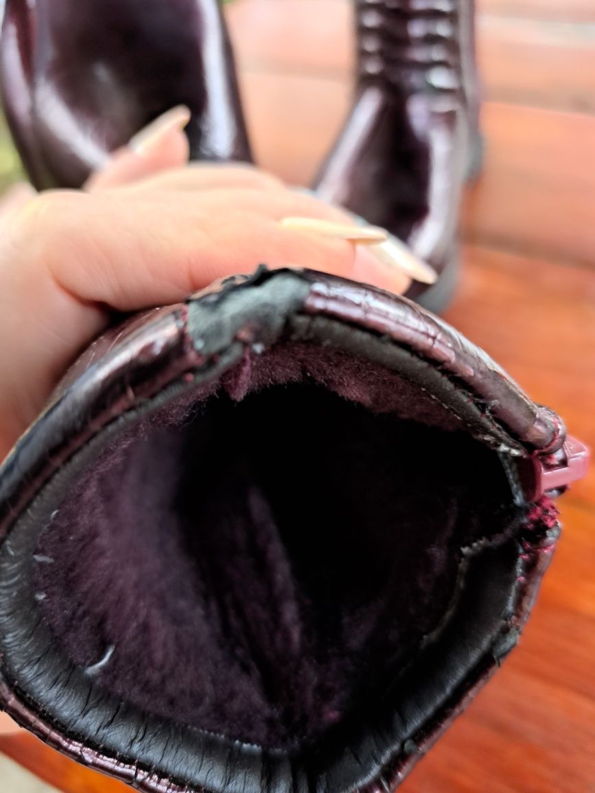 Buty na zimę dla dziewczynki lakierowane