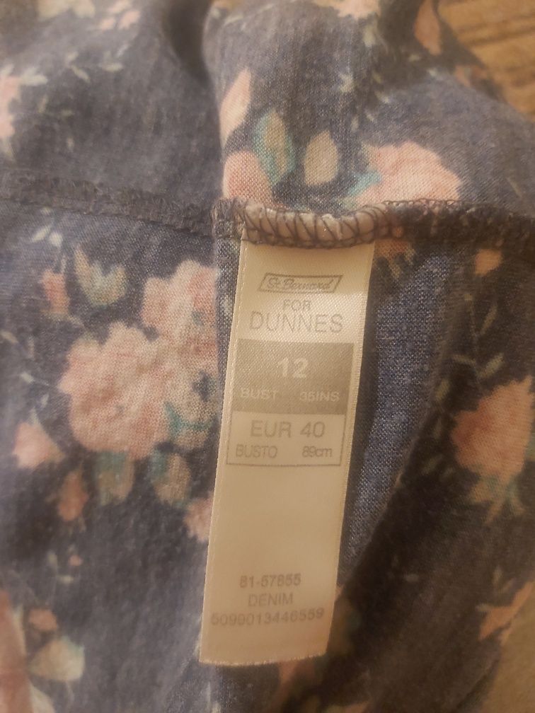 Szara koszulka oversize w kwiaty Dunnes L