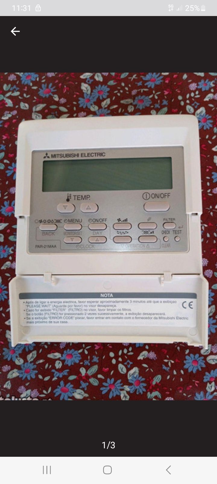 Control  display mitsubishi eletric ar condicionado Novo