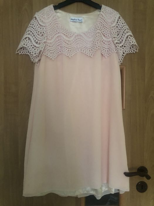 Sukienka na okazje ślub chrzciny różowa elegancka