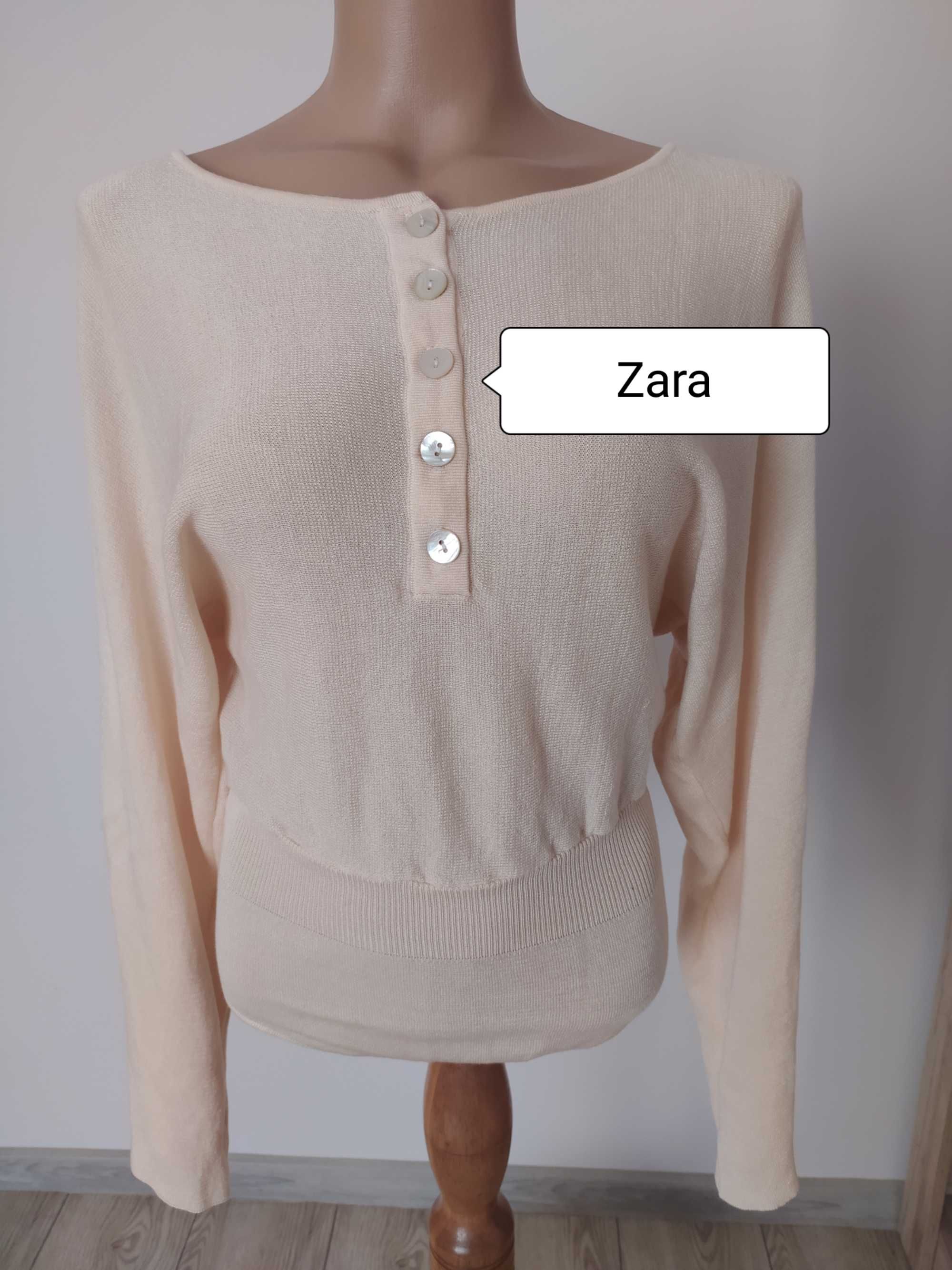 Body sweterkowe Zara S/36 beżowe nietoperz rękawy sweter jesienny