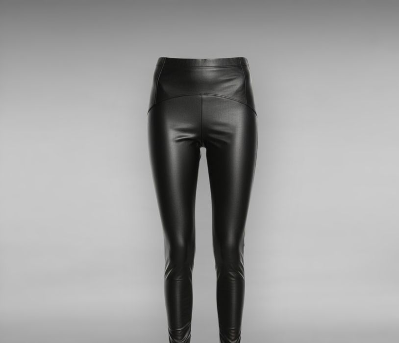 Legginsy M.Sara - czarna eko skóra, push up S/M