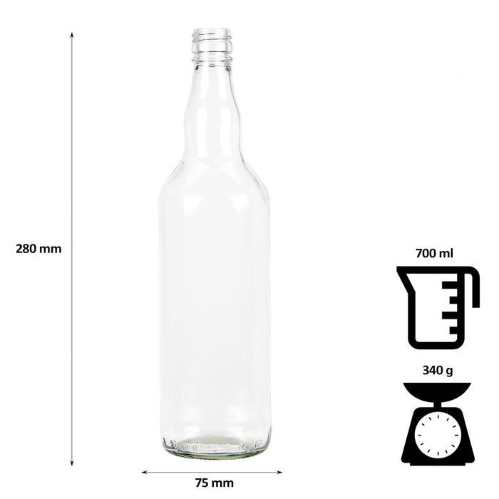 5x Butelka MONOPOLOWA 700 ml  z nadrukiem MIARKA z zakrętką
