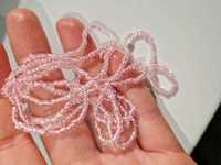 Naszyjnik bransoletka drobne koraliki różowe
