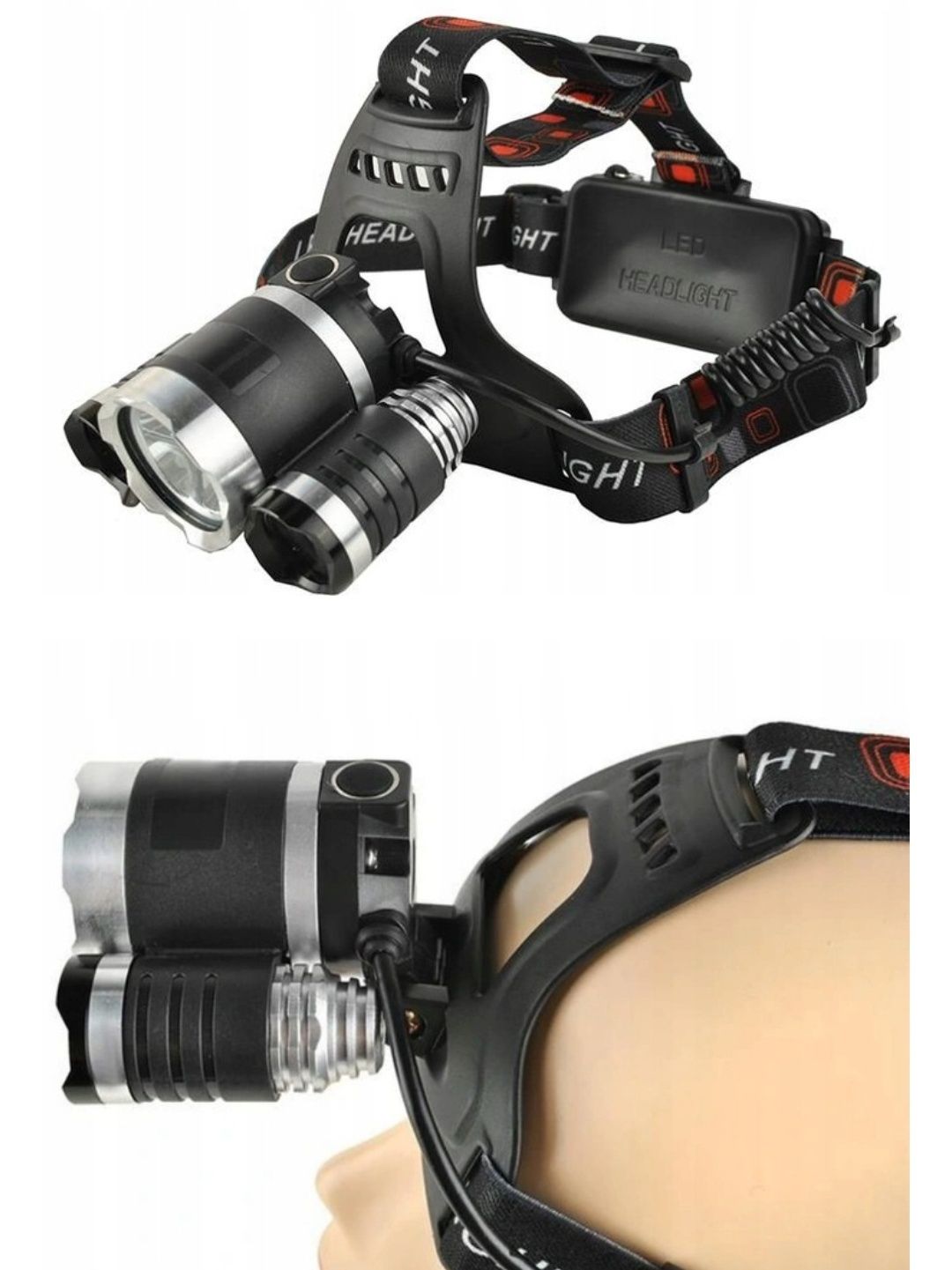 Czolowka latarka led 3 lub 1zoom