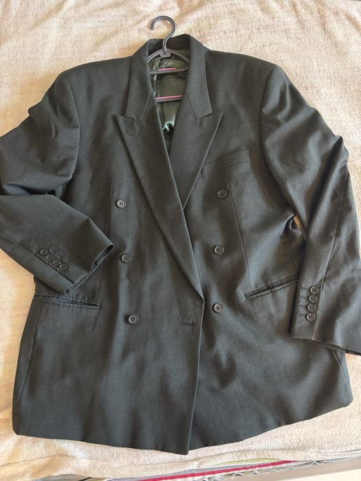 Butelkowa zielen marynarka dwurzedowa w stylu vintage uniwersalna