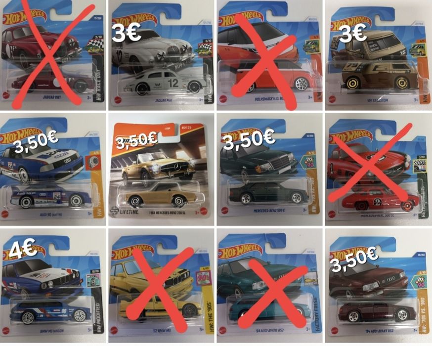 Hot Wheels - Atualizado em 09/04/2025 - Valores desde 3€