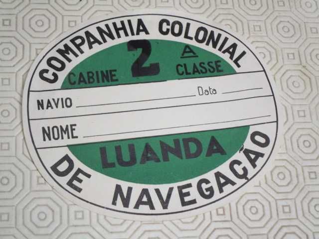 CCN Companhia Colonial Navegação Luanda Cabine 2 tag bagagem