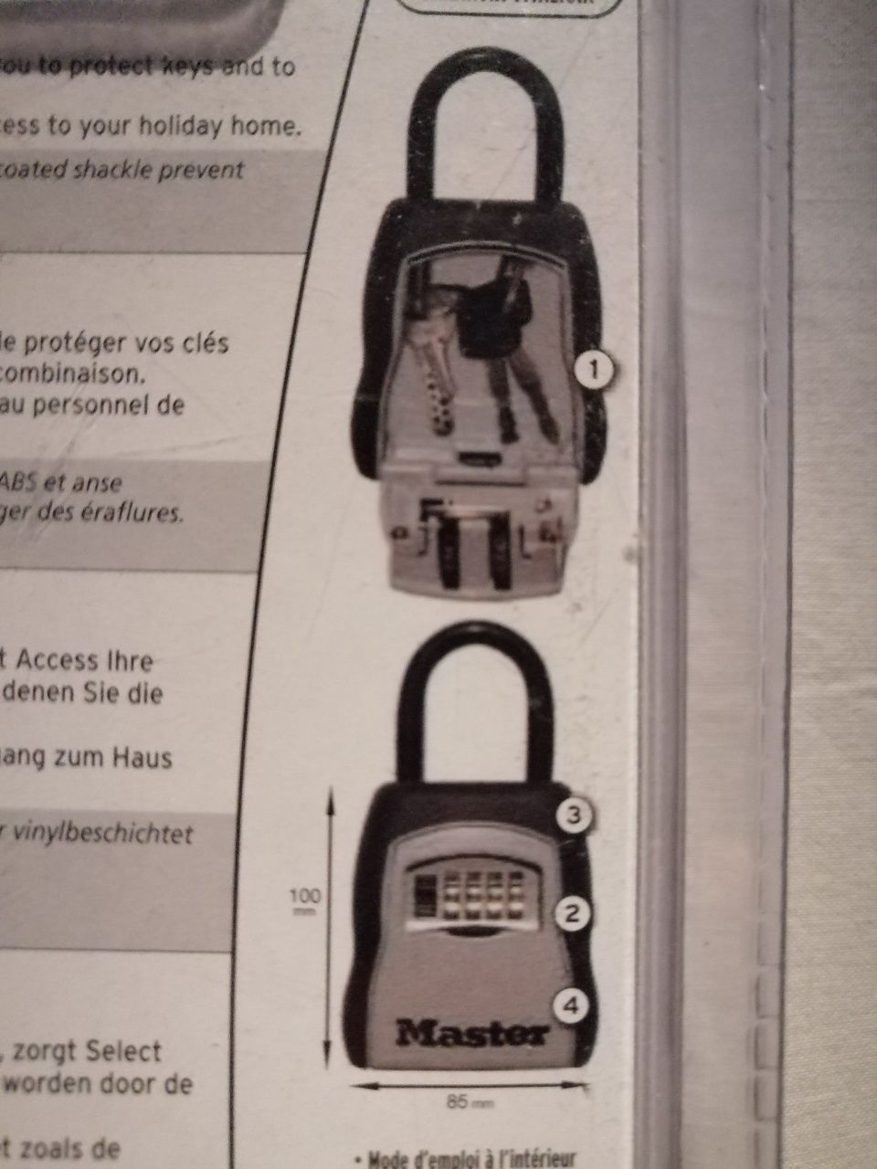 Kasetka na klucze Master Lock, Kłódka jarzmowa na  szyfr