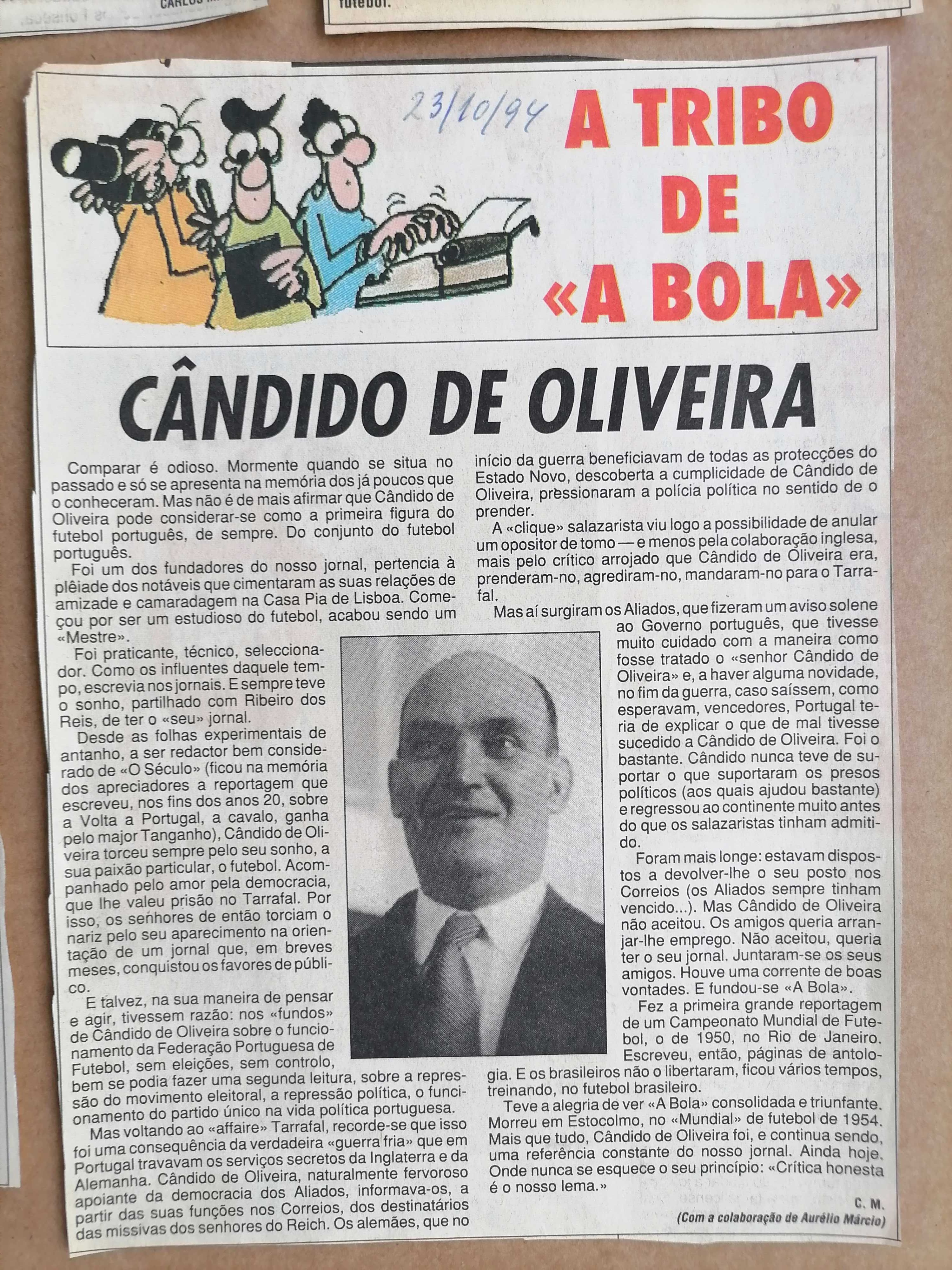 A BOLA Recortes/Recordação  A Tribo de A BOLA 1994 por Carlos Miranda
