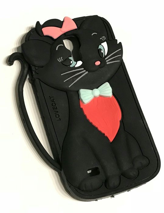 Gumowe Etui 3D Case Kotek Czarny Samsungi 13x6,8cm Obudowa Do Telefonu
