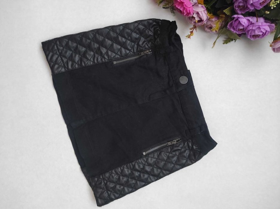 Юбка котоновая джинсовая кожзам на девочку, р. 110-116