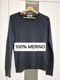 Granatowy sweter 100% merino wool extra fine Gap M 38