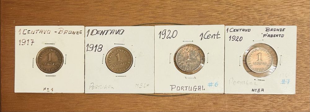 Compre 4 moedas 1 centavo 1917/1918/1920/1920P