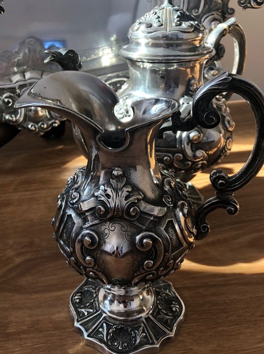 Antigo Serviço de café e chá Prata com bandeja D.João V
