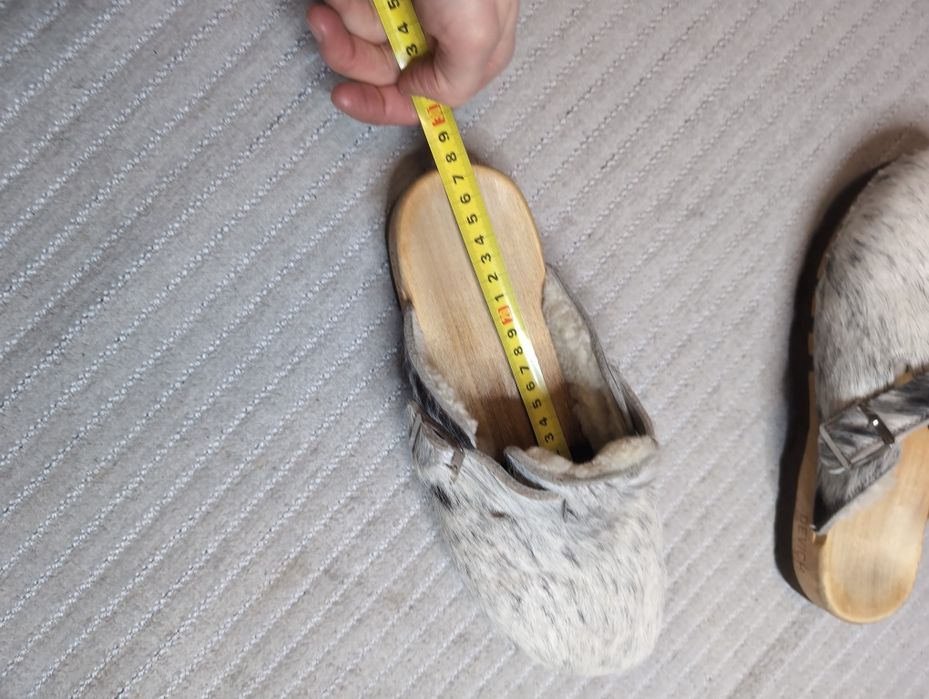 Сабо шльопанці 42р. 27см Devich шкіряні з хутром