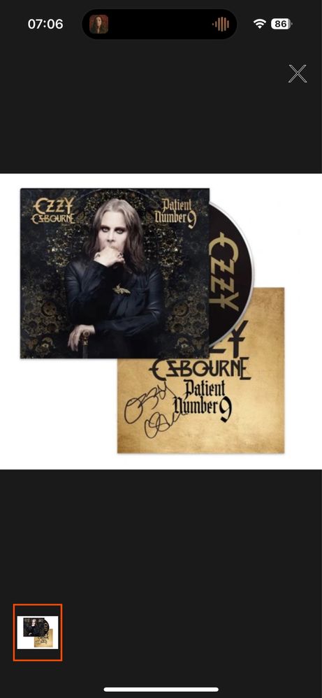 Ozzy Osbourne patient number 9 z autografem