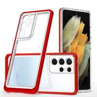 Clear 3in1 etui do Samsung Galaxy S23 Ultra pokrowiec z ramką czerwony