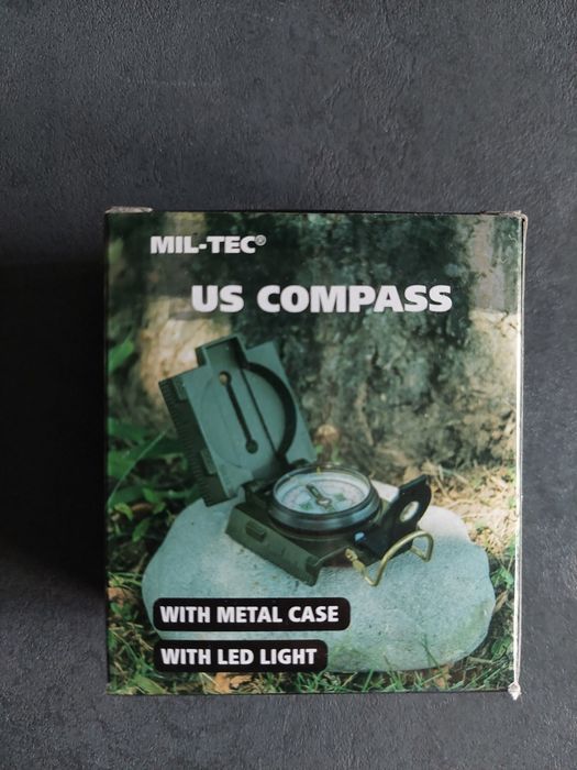 Kompas Military US metalowy z LED, nowy
