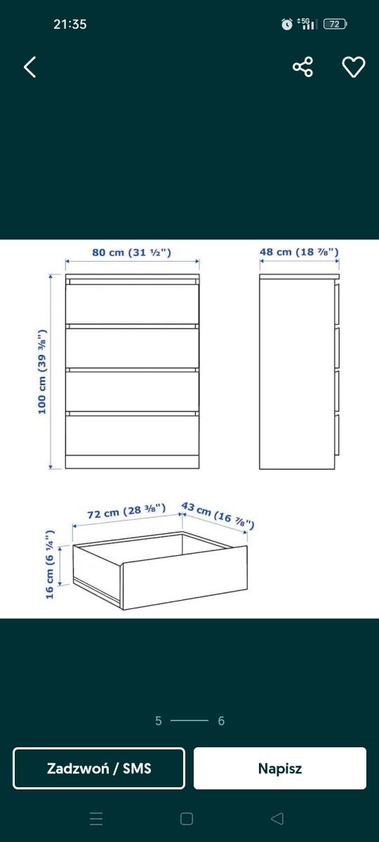 Malm Ikea szuflady