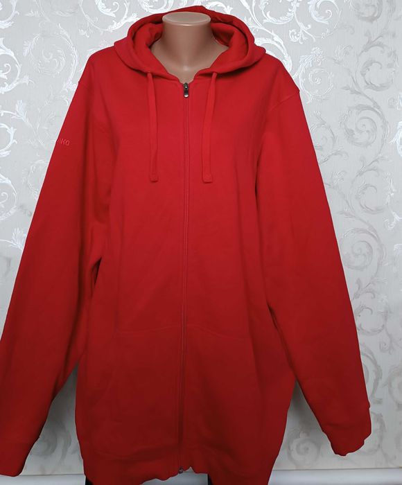 60-62-64 червона тепла кофта толстовка худі з капюшоном велика батал