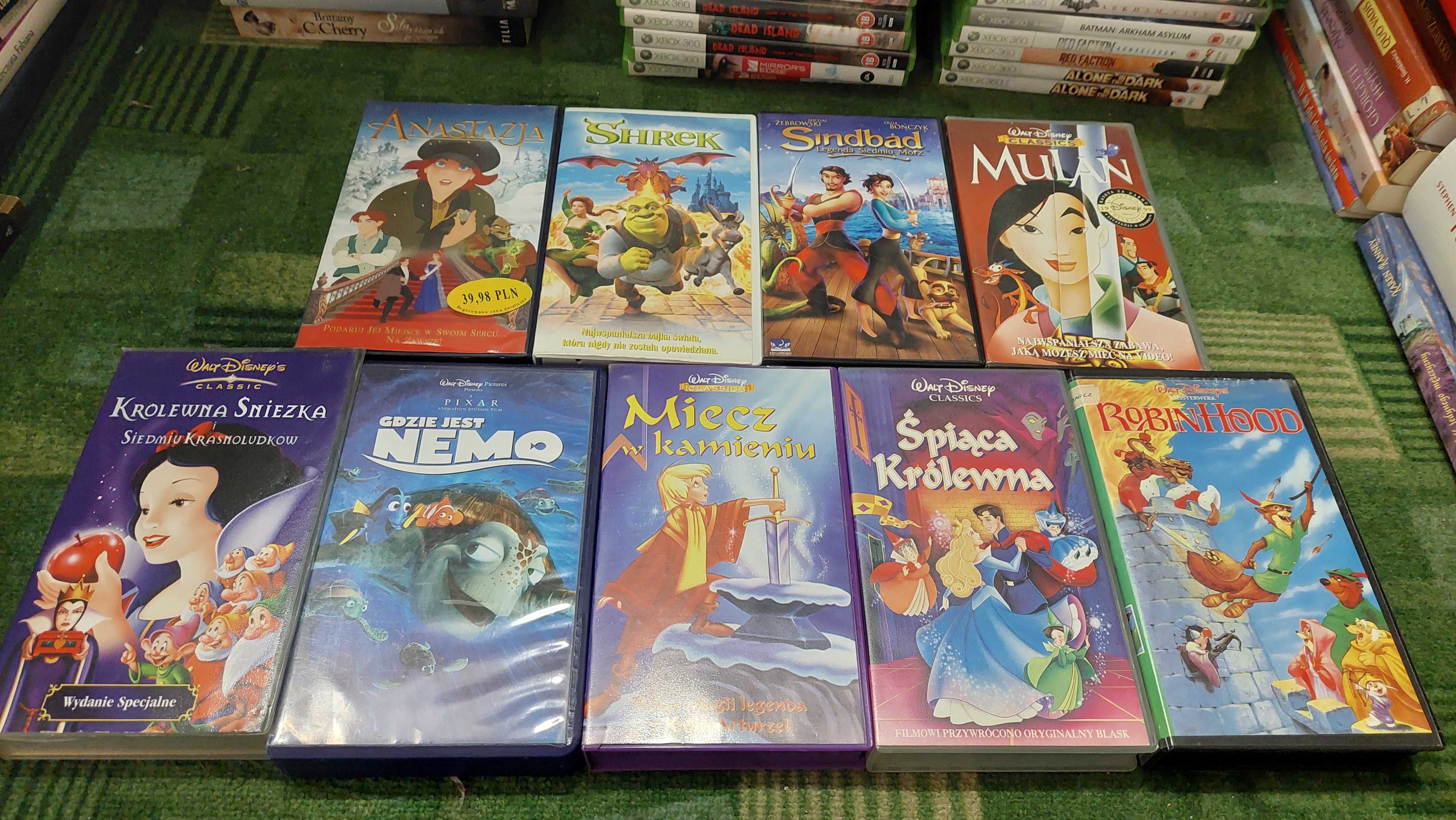 Kasety VHS bajki 9 sztuk Disney